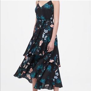 Banana Republic Black Floral Tiered Maxi Dress